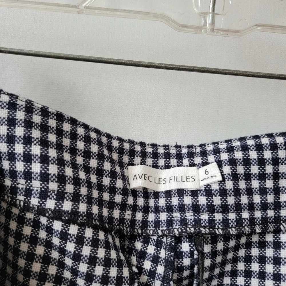 Avec Les Filles Black and White Checkered Flare Pants Size 6 High Waist Neutral - Picture 8 of 14